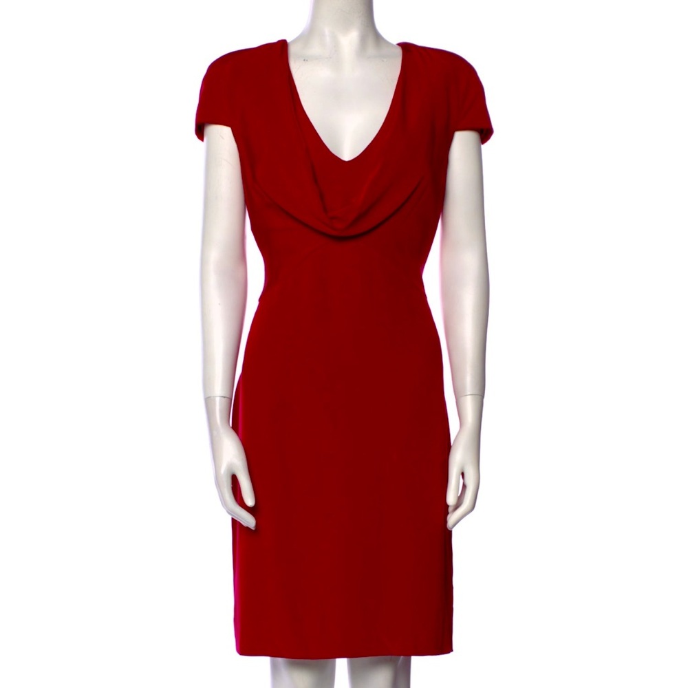 Alexander McQueen Stunning Silk Knee-Length Dress deep red size XL US12, IT48
